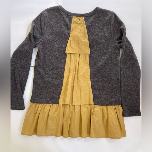 THML Sweaters - THML Gray and Yellow Ruffle Tiered Back Sweater Size S